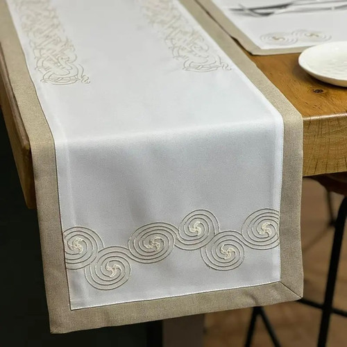 328-TR54 Irish Wrinkles Resistant Table Runner In Cream Colour ShamrockGift.com