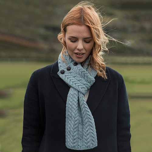 A196201-ONE Misty Blue Aran Loop Scarf Lifestyle ShamrockGift.com