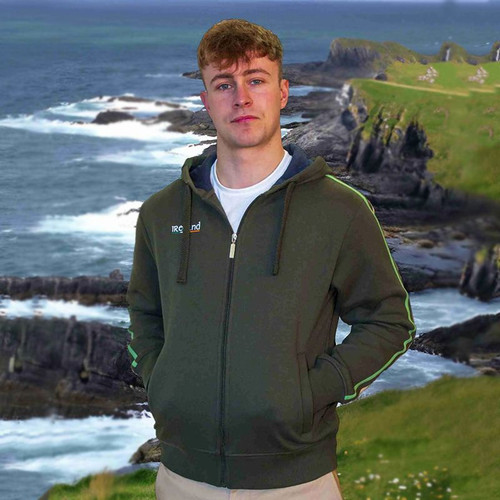AI-6018BTL Men's Embroidered Ireland Zip Up Sweatshirt LifeStyle ShamrockGift.com