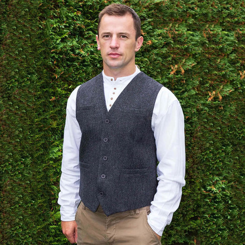 AI-6070GRY Irish Wool Tweed Vest Grey Shop online on ShamrockGift.com