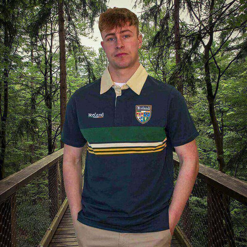 AI-6418NVY- Men's Embroidered Ireland Zip Up Sweatshirt LifeStyle ShamrockGift.com