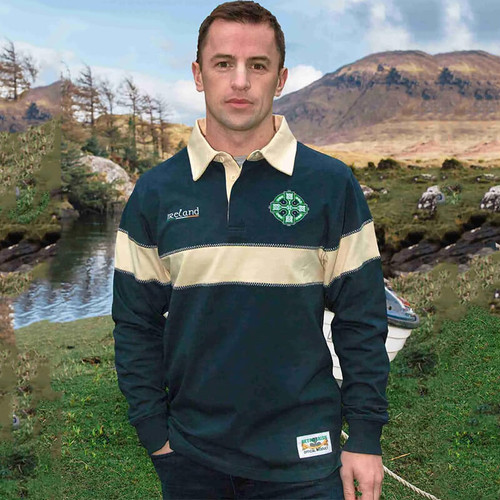 AI-6505NVY Ireland Badge Rugby Shirt ShamrockGift.com