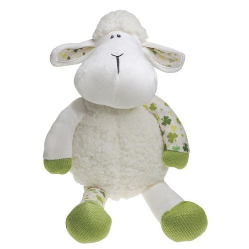 AIS-111837 Adorable Irish Sheep Plush Toy with ShamrocksShamrockGift.com