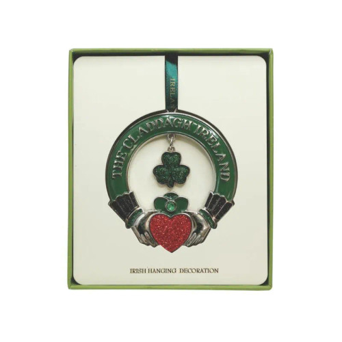 AIS-113459 Traditional Irish Themed Metal Hanging Ornaments Claddagh ShamrockGift.com
