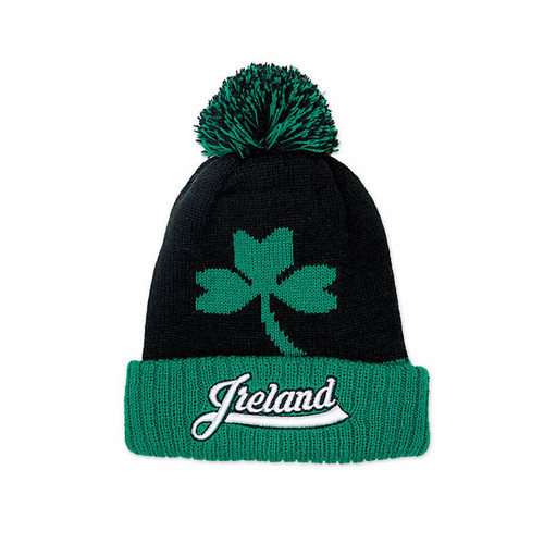 AIS-133754 Ireland Shamrock Beanie Knit Hat ShamrockGift.com