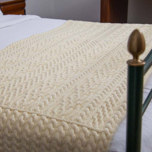 SAOL Knit Aran Bed Runner Natural AWT314 ShamrockGift.com