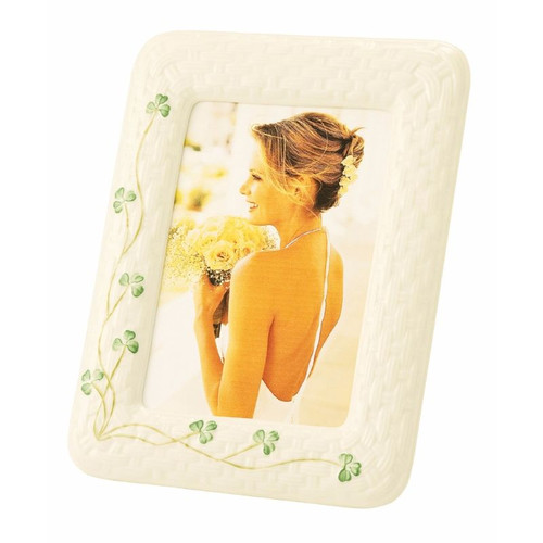 B0529 Belleek Handcrafted Porcelain Shamrock Photo Frame ShamrockGift.com