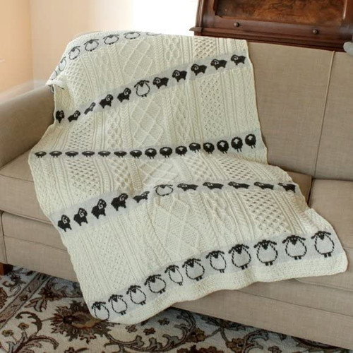 B288991-ONE Baby Sheep Wool Irish Blanket Blue ShamrockGift.com