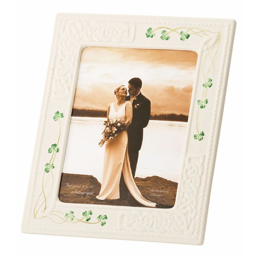 B2998 Belleek Handpainted Shamrock China Picture Frame  ShamrockGift.com