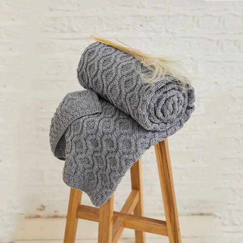 B329385-ONE Supersoft Merino Aran Throw Shamrockgift.com