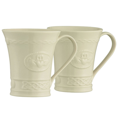 B4131 Belleek Handcrafted Irish Claddagh Mugs Set of 2 | ShamrockGift.com
