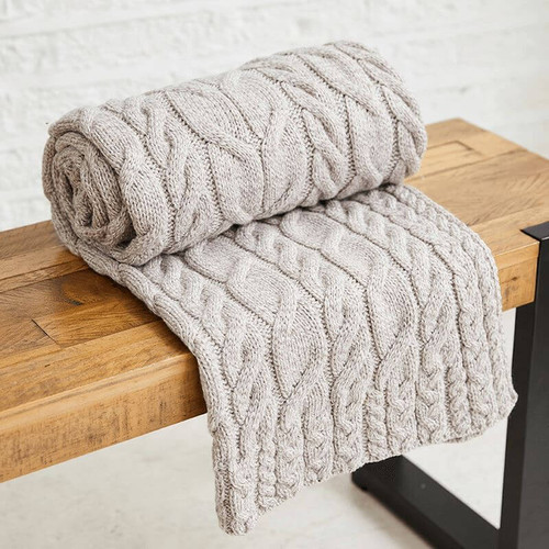Aran-Woollen-Mills-Large-Merino-Wool-Irish-Cable-Knit-Blanket-Toasted-Oat-Color-B690371-ONE-ShamrockGift.com