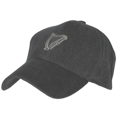 BBDHP-BLACK-OS Washed Denim Harp Baseball Cap ShamrockGift.com ShamrockGift.com