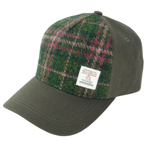 GA BC1000 COL107 Harris Tweed Ladies Baseball Cap Green & Plum Check ShamrockGift.com