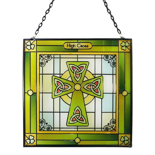 CL-0083-404 Celtic Cross Stained Glass Panel ShamrockGift.com