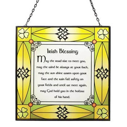 CL-0083-436 Irish Bessing Stained Glass Panel ShamrockGift.com