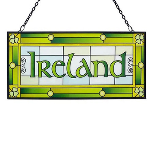 CL-0083-464 Ireland Stained Glass Panel ShamrockGift.com