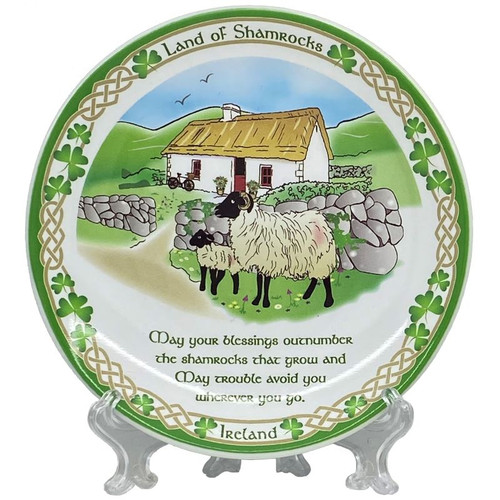 CL-96-519 Land of Shamrocks 4" Blessing Plate ShamrockGift.com
