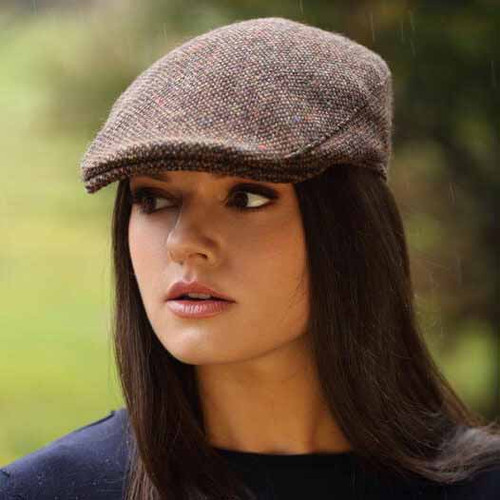 Hanna Hats Brown Tweed Donegal Touring Cap  DTC2-412G ShamrockGift.com