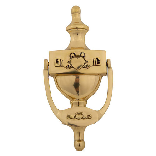 EDK105-PB Brass Irish Claddagh Door Knocker ShamrockGift.com