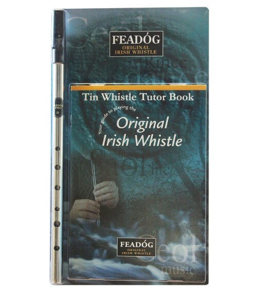 Feadog Nickle Pro "D" whistle and Tutor Book ShamrockGift.com