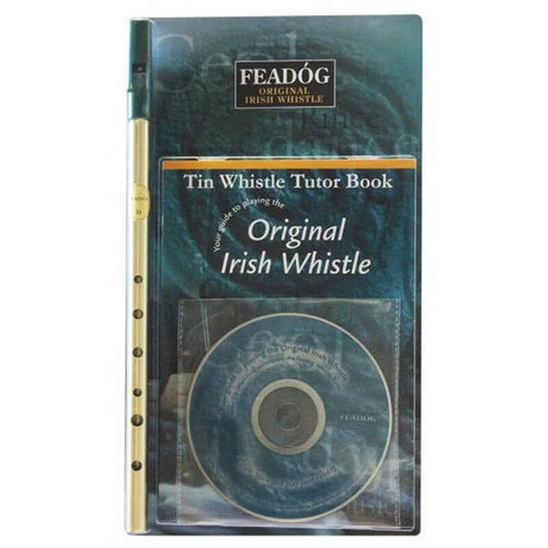 FW03 Feadog Brass "D" whistle and Tutor Book with CD ShamrockGift.com