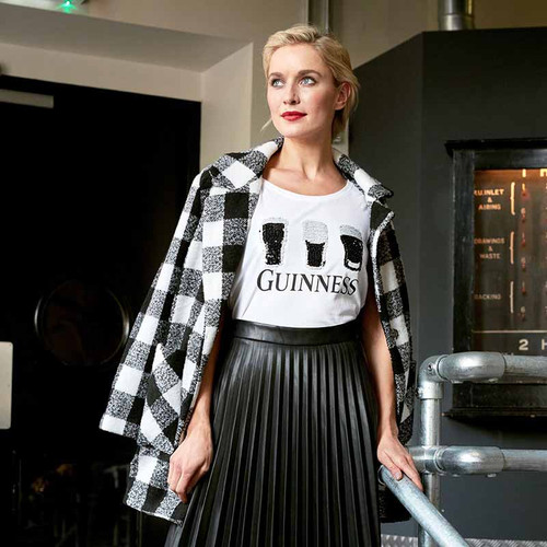 Traditional Craft Limited White Guinness 2Way Sequin Pint Ladies Tee-Shirt  G4180 Shamrockgift.com