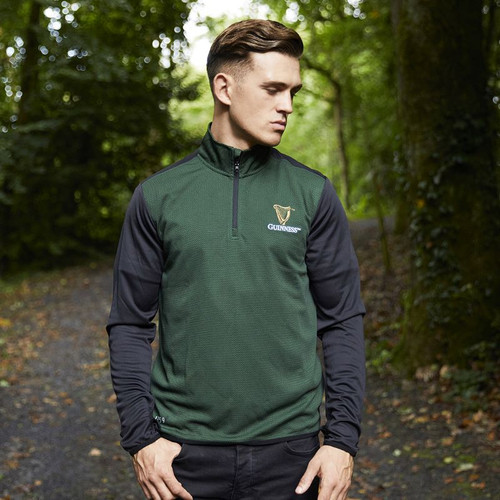 G5231 Green Guinness Zip Neck Men's Shirt ShamrockGift.com