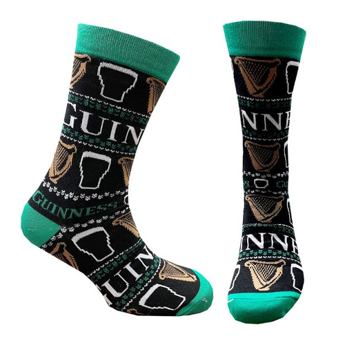 G9368-OS Guinness Pint Glasses Christmas Socks ShamrockGift.com