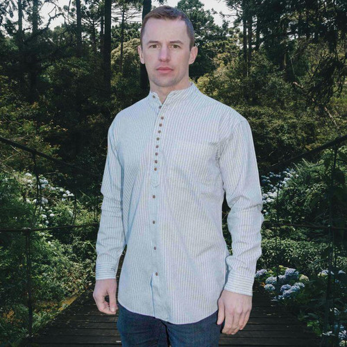 GS-GFSW256 Button-Up Grandfather Style Irish Cotton Shirt ShamrockGift.com