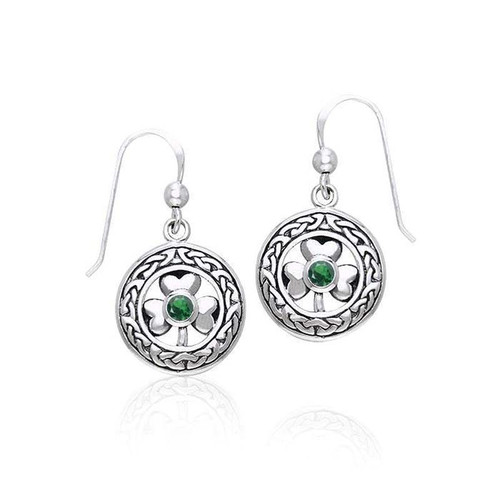 GS-TEGR002208-EG-set Shamrock Earrings with Gemstone ShamrockGift.com