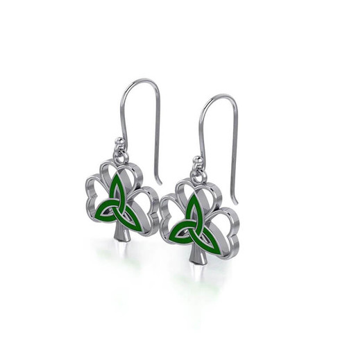 GS-TEGR017196-GE-set Shamrock with Green Trinity Knot Drop Earrings ShamrockGift.com