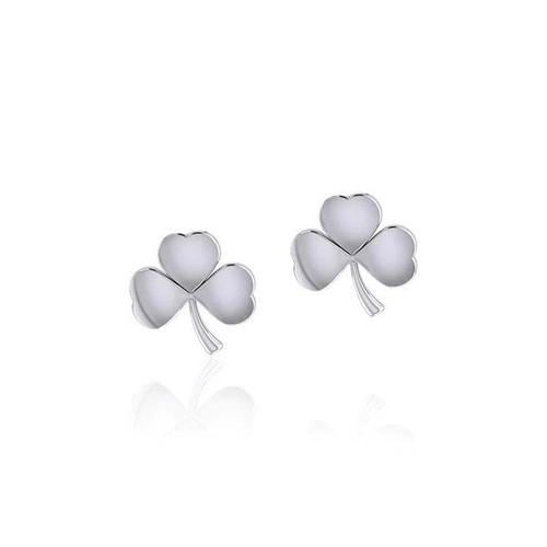 GS-TEGR018089-set Silver Shamrock Stud Earrings ShamrockGift.com