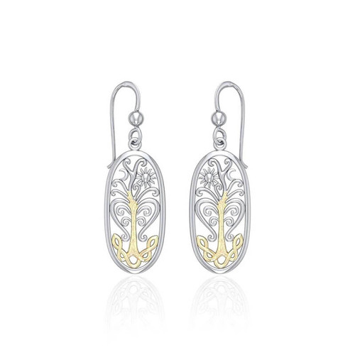 GS-TERG927954-00-00-TWO-set Sterling Silver With Gold Accent Tree of Life Earrings ShamrockGift.com
