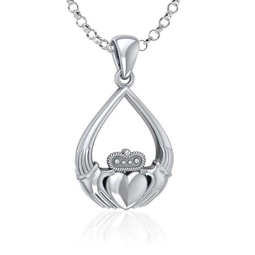 Tear Drop Claddagh Pendant GS-TPG2D31538-set ShamrockGift.com