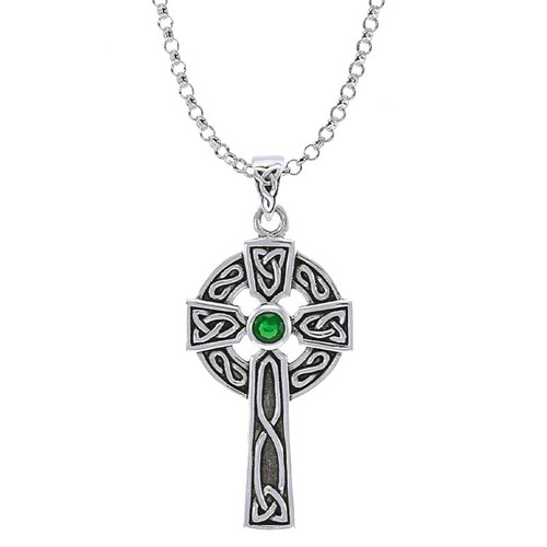 GS-TPGD038338-EG-set Lucky Crystal Cross Pendant on a Chain ShamrockGift.com