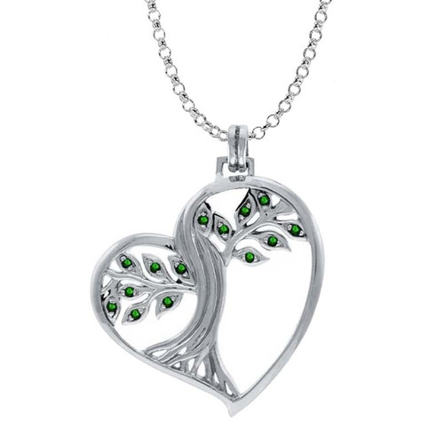 GS-TPGD038809-EG-set Silver Green Crystal Celtic Tree of Life Pendant ShamrockGift.com