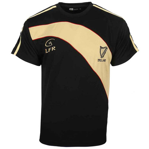 Malham USA Harp Breathable Sports Tee Shirt HBT-BLACK Side View ShamrockGift.com