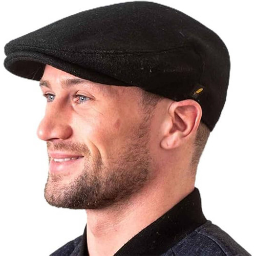 HOF-DT-BLK Handmade 100% Irish Wool Flat Cap Shop online on ShamrockGift.com