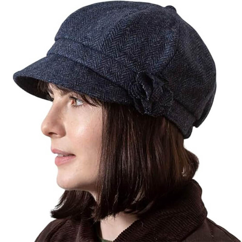 HOF-Ref-M Ladies Wool Newsboy Hat Blue ShamrockGift.com