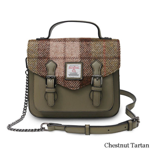 ISL-2711 Harris Tweed Mini Calton Satchel  Chestnut Tartan ShamrockGift.com