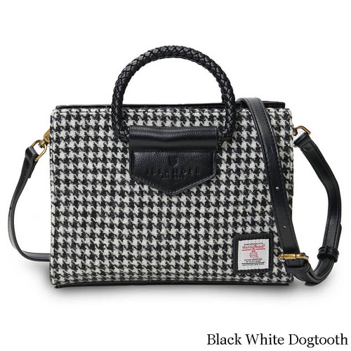 ISL-8314 Harris Tweed  Mini Tote Bag Black White DogtoothShamrockGift.com