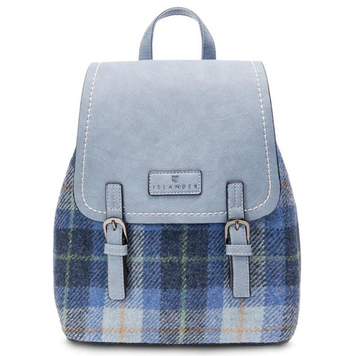 ISL-8800BLUTTL00 - Blue Tartan-Harris-Tweed-Backpack-ShamrockGift.com