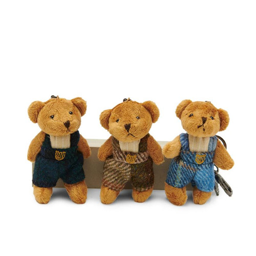 ISL-BEARKEY-BLUTT Small Scottish Harris Tweed Teddy Bear Keyring  ShamrockGift.com