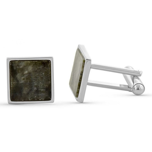 JCW-10081 Silver-Plated Connemara Marble Square Irish Cufflinks ShamrockGift.com