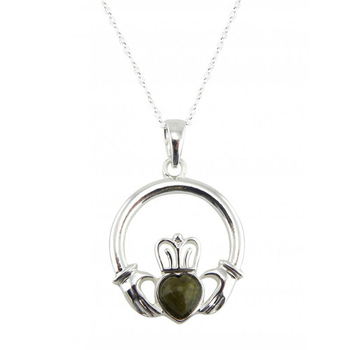 JCW-18201 Silver-Plated Connemara Irish Claddagh PendantShamrockGift.com