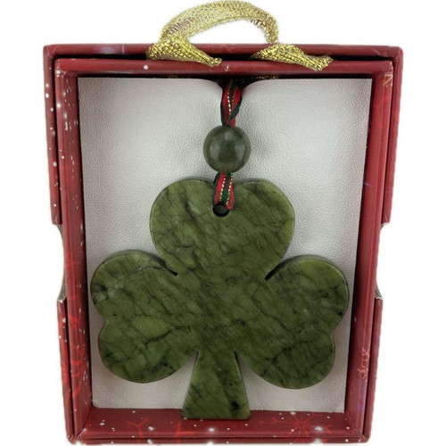 JCW-43303 Genuine Irish Designed Connemara Marble Christmas Ornament Shamrock ShamrockGift.com