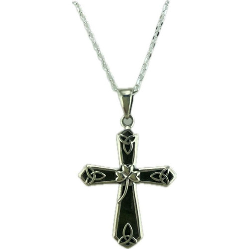JCW-70160 Sterling Silver Celtic Cross Shamrock Pendant Studio ShamrockGift.com
