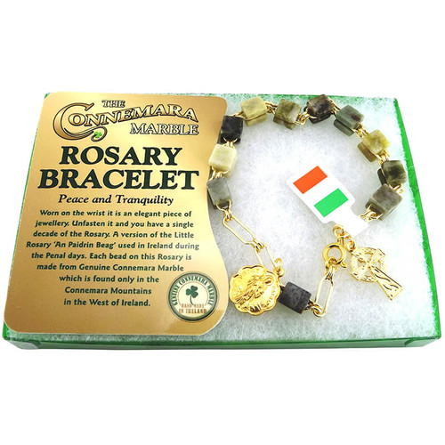 JCW-RB110 Connemara Marble Rosary Bracelet ShamrockGift.com