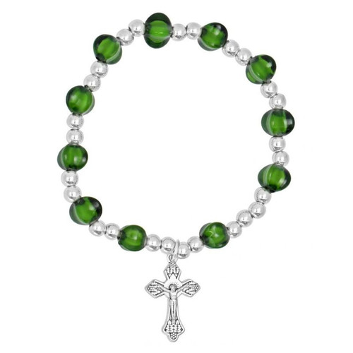 JCW-RB82502 Pumpkin Shaped Irish Green Rosary Studio ShamrockGift.com